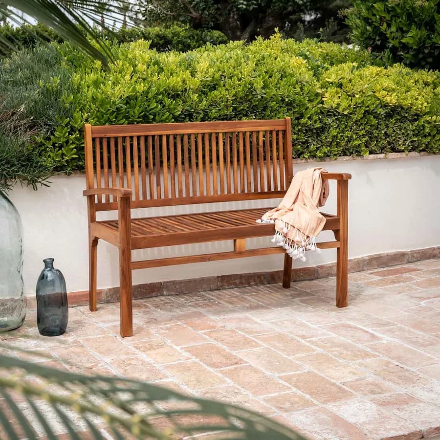 Panchina da giardino 2 posti 120x60 cm in legno teak - Louis