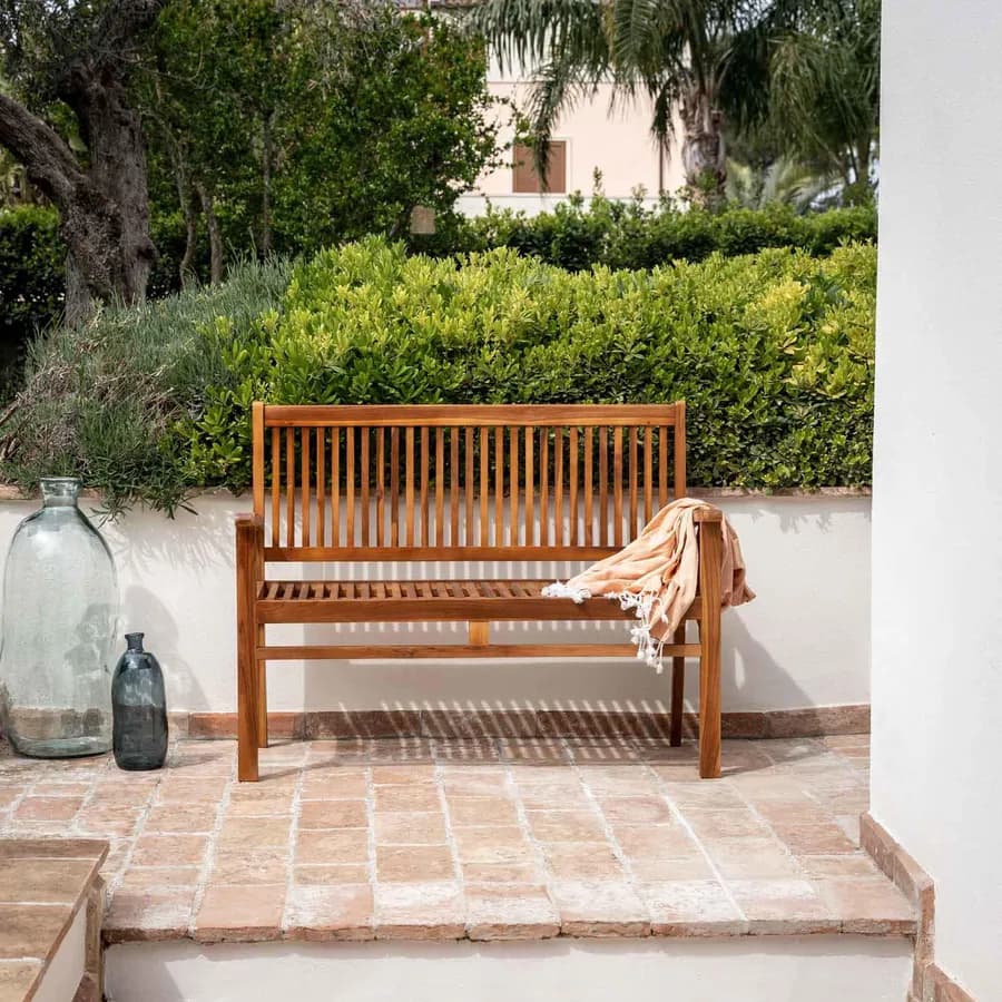 Panchina da giardino 2 posti 120x60 cm in legno teak - Louis