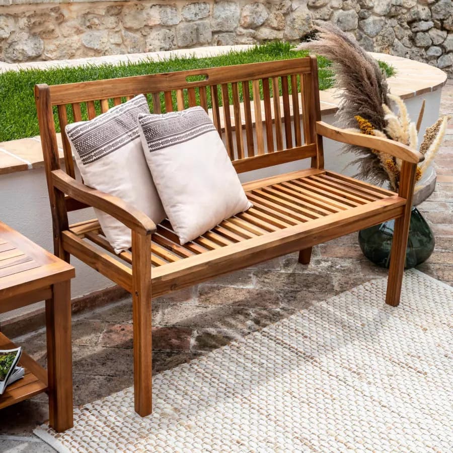 Panchina 2 posti in legno di acacia 120x59 cm con braccioli - Paja