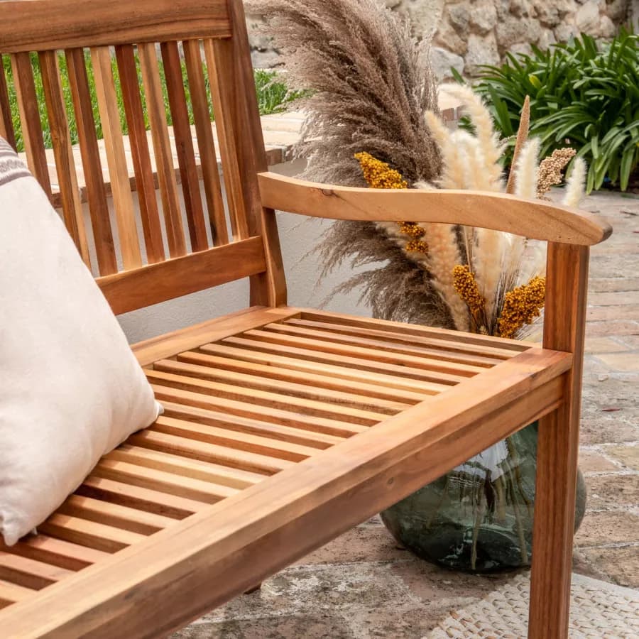 Panchina 2 posti in legno di acacia 120x59 cm con braccioli - Paja