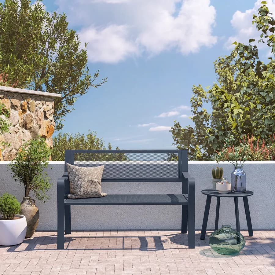 Panchina 2 posti in acciaio blu oceano - Faber