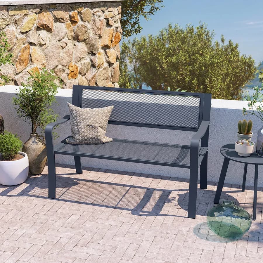 Panchina 2 posti in acciaio blu oceano - Faber