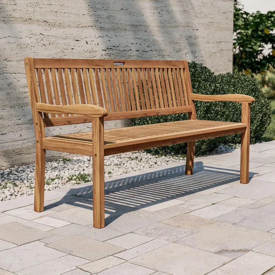 Panchina 3 posti in acacia 150 cm con braccioli - Paja