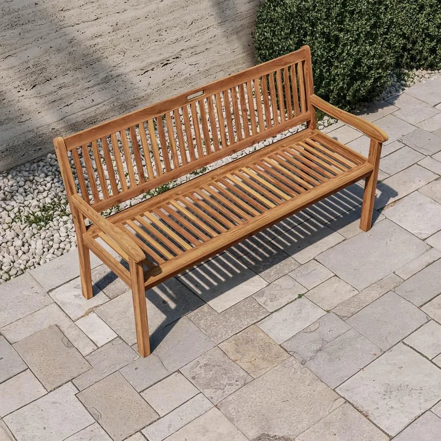 Panchina 3 posti in acacia 150 cm con braccioli - Paja