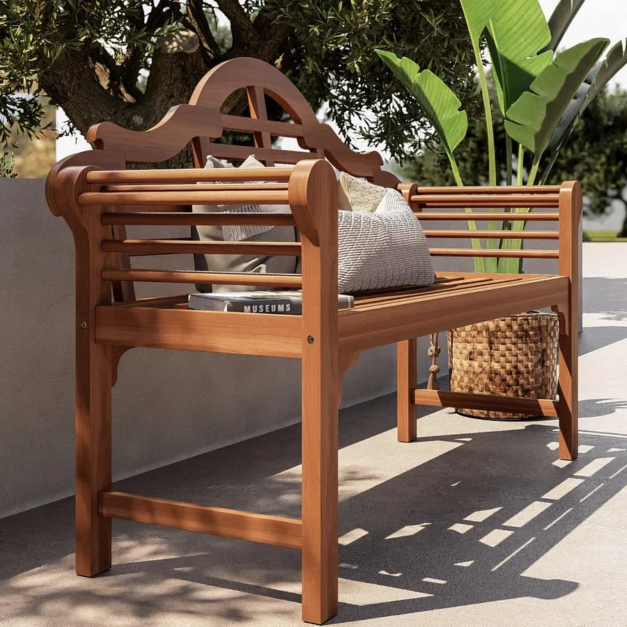 Panchina da giardino 3 posti in legno di acacia stile classico - Disha