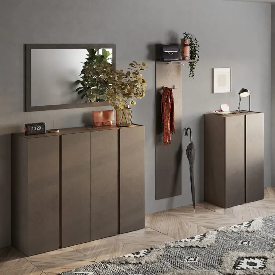 Pannello appendiabiti 40x184h cm con 2 ganci e mensola bronzo - Blake
