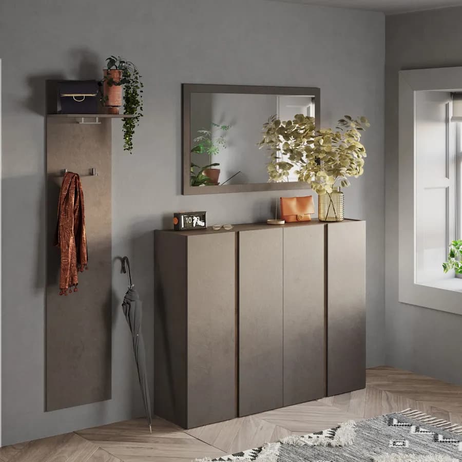Pannello appendiabiti 40x184h cm con 2 ganci e mensola bronzo - Blake