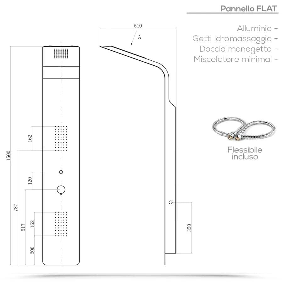 Pannello doccia idromassaggio alluminio silver - Glamm