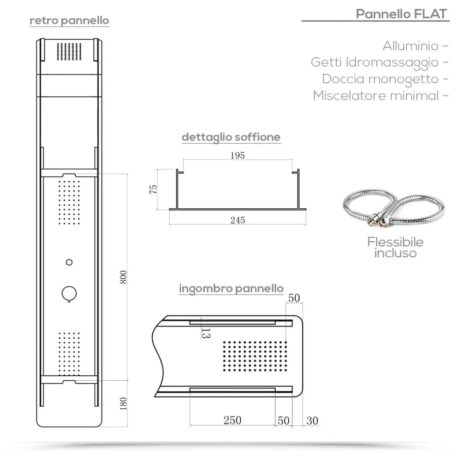 Pannello doccia idromassaggio alluminio silver - Glamm
