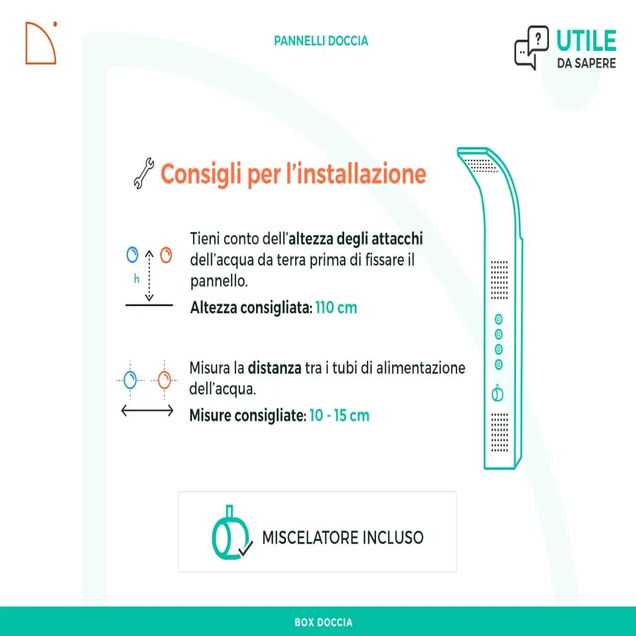 Pannello doccia idromassaggio alluminio silver - Glamm