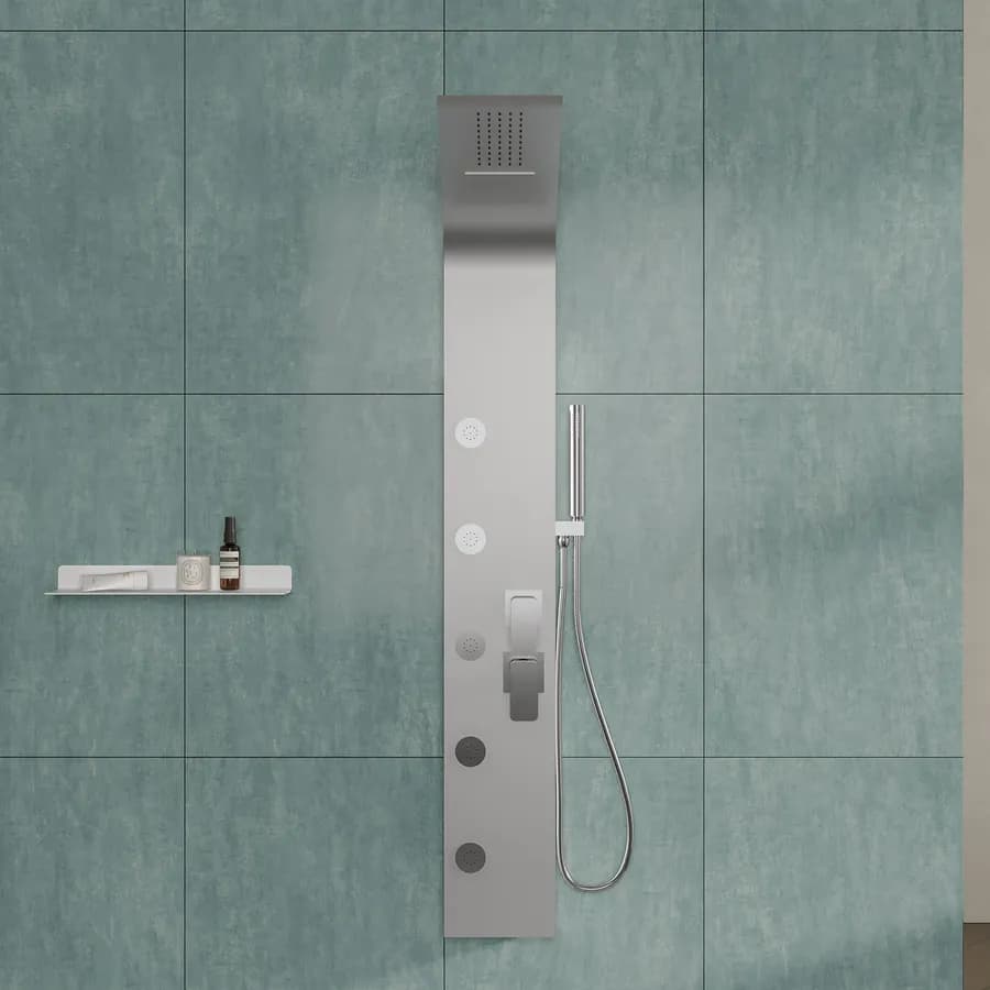 Pannello doccia in acciaio inox con soffione idromassaggio - Luxury