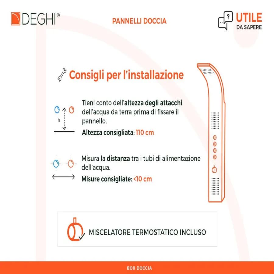 Pannello doccia termostatico idromassaggio multigetto acciaio inox - Denver