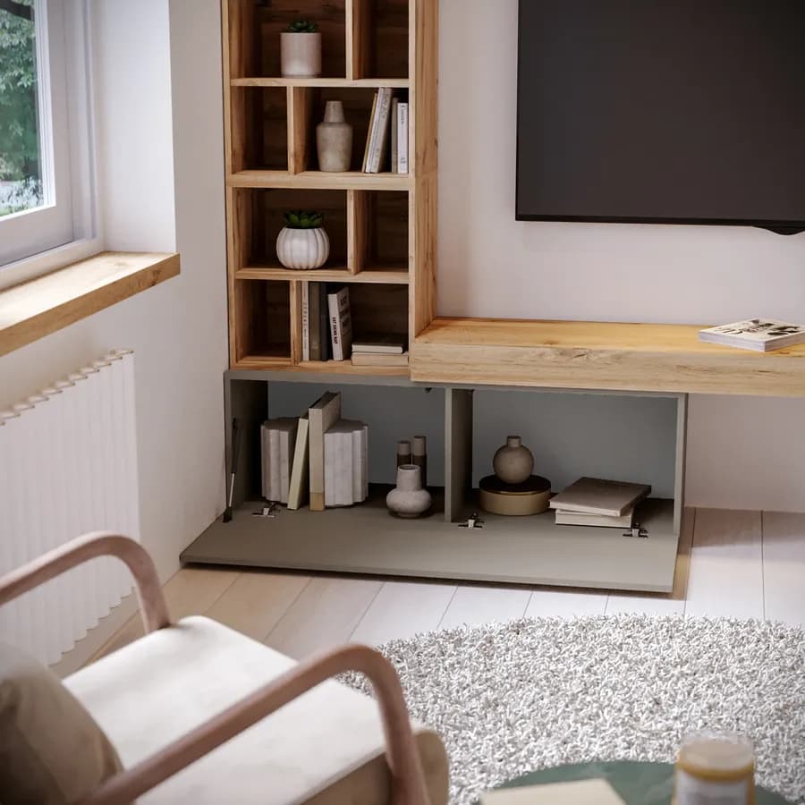 Parete attrezzata 230 cm rovere wotan e tortora - Kayros