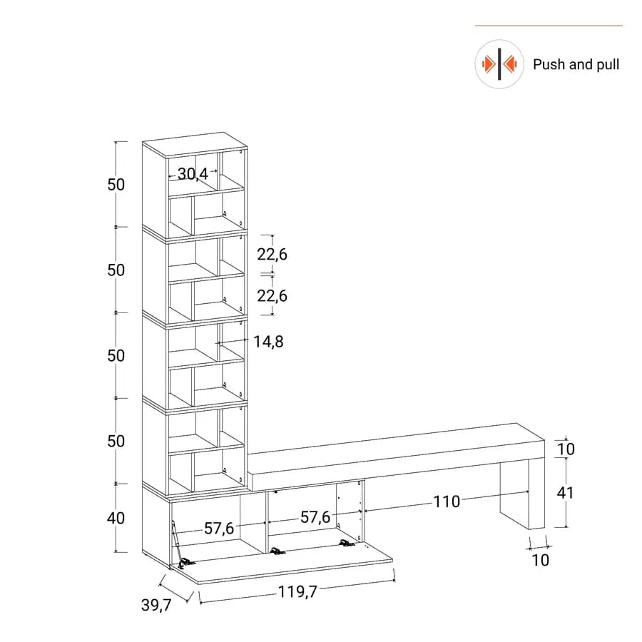 Parete attrezzata 230 cm rovere wotan e tortora - Kayros