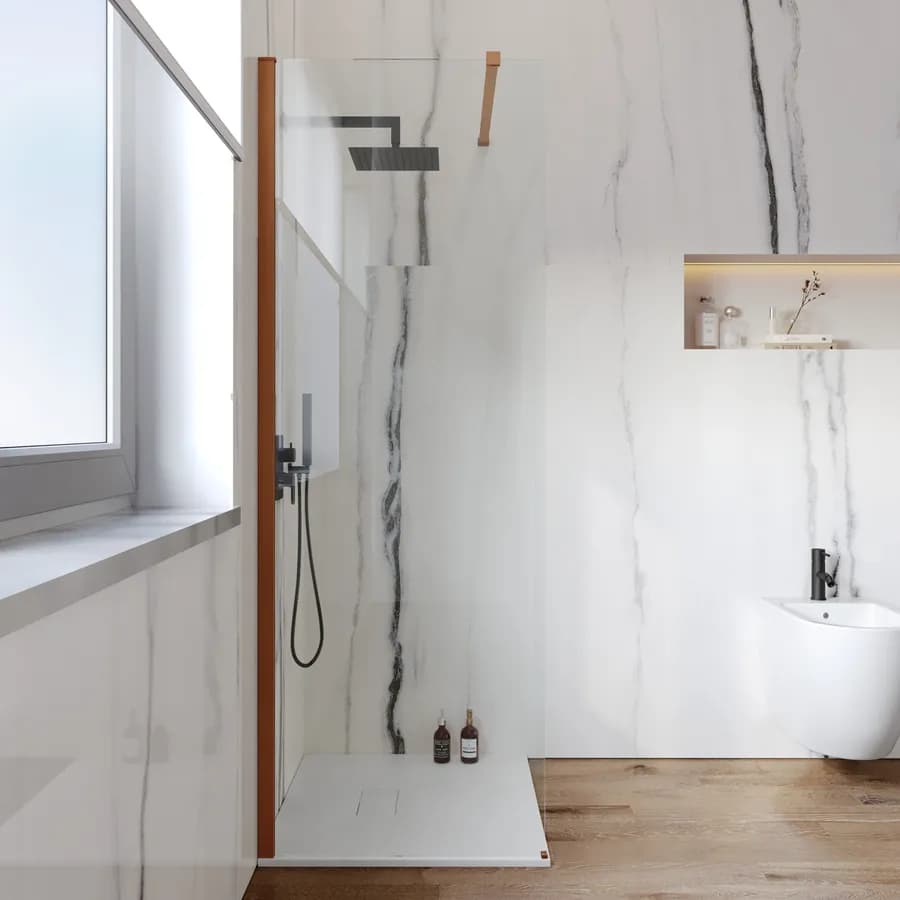 Box doccia Walk in 70 cm vetro anticalcare trasparente e profilo bronzo 200h - Keep
