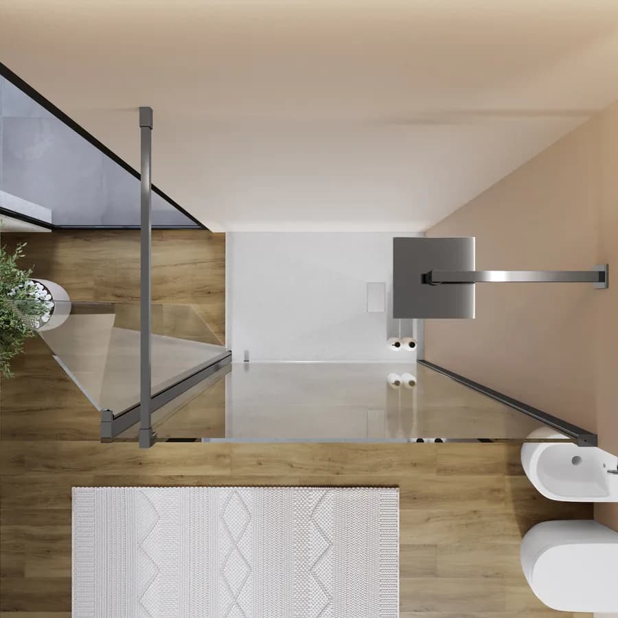 Box doccia Walk in 130cm + lato girevole 45cm vetro anticalcare trasparente profilo cromo 200h - Keep