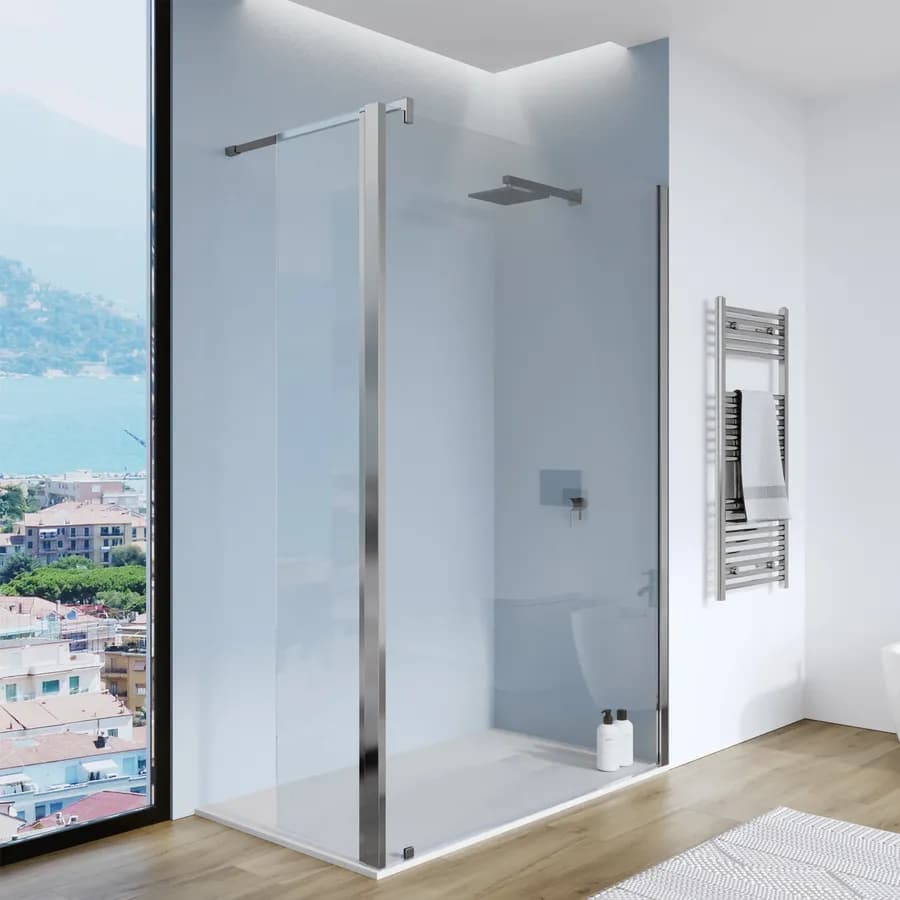 Parete walk in 150 cm con anta girevole 35 cm vetro temperato anticalcare trasparente - Keep