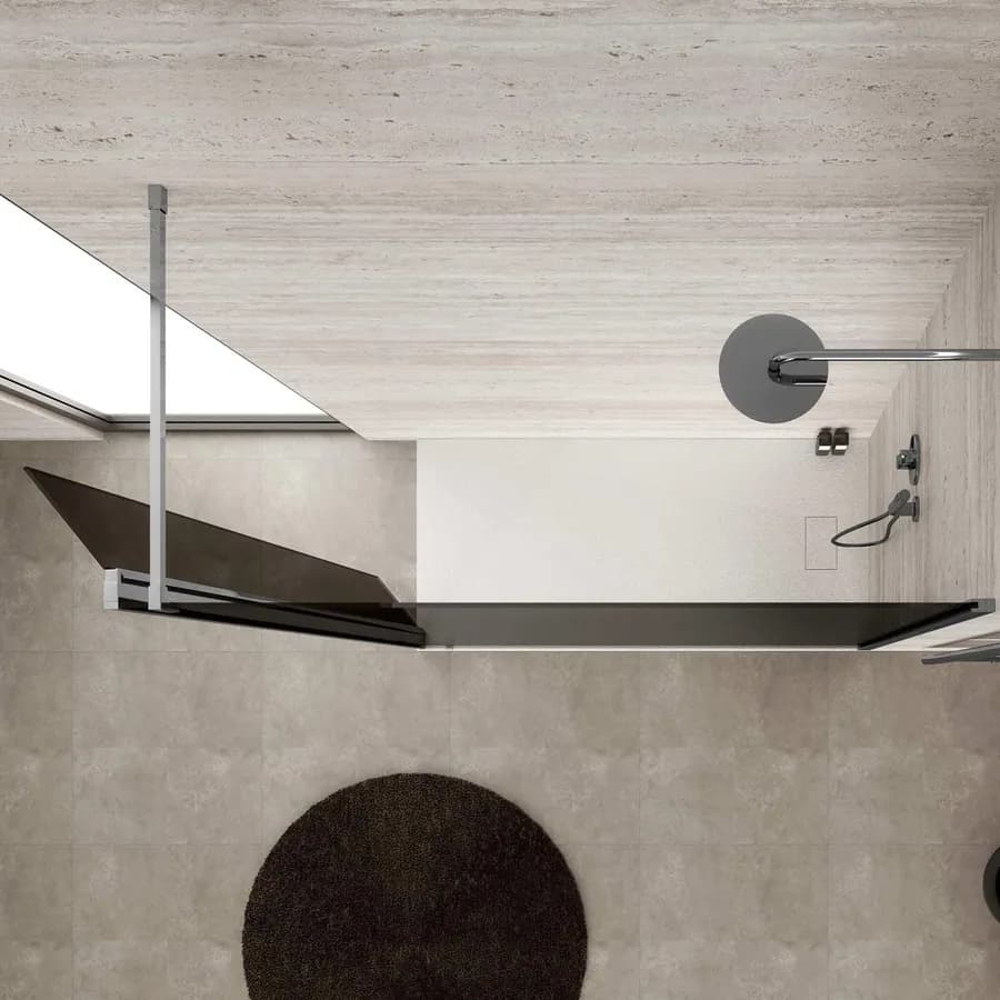 Parete Walk In 160 cm in vetro temperato fumè anticalcare con anta girevole 35 cm - Keep