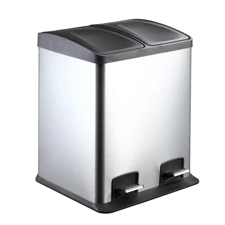Pattumiera con pedali doppio cestino 12 litri per raccolta differenziata 37x36x45h cm