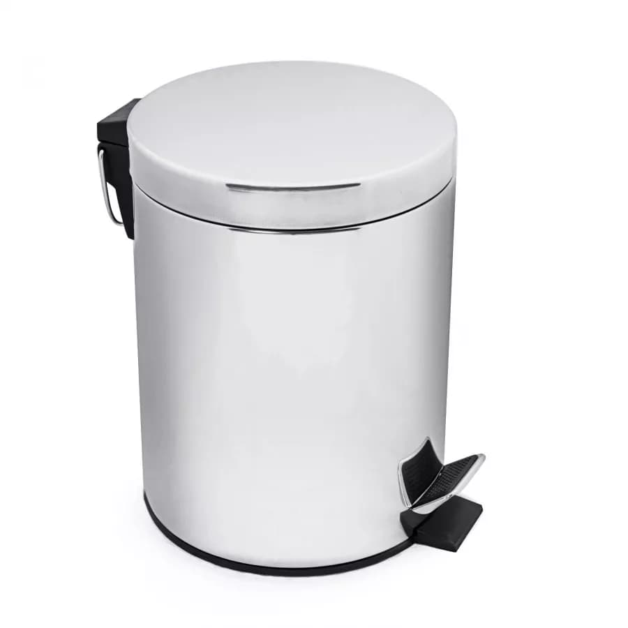 Cestino portarifiuti con pedale in acciaio cromato diametro 20,5 cm 5 litri