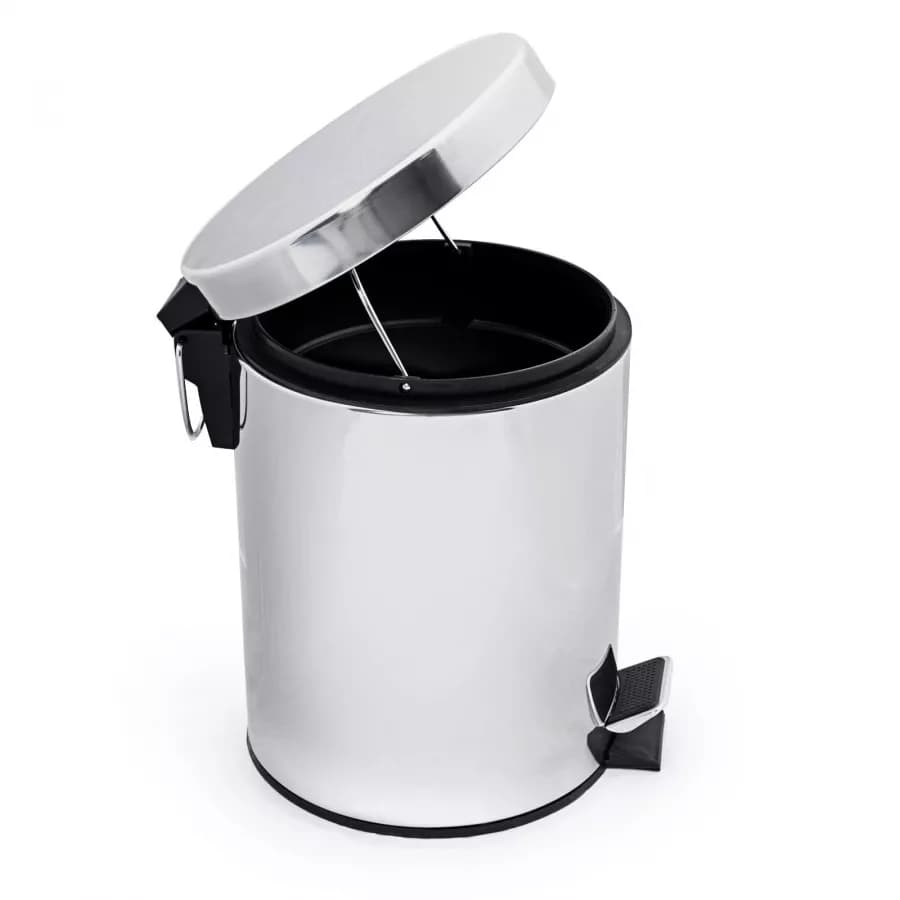 Cestino portarifiuti con pedale in acciaio cromato diametro 20,5 cm 5 litri
