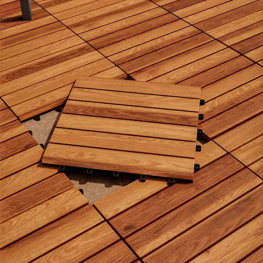 Set 11 pezzi pavimento ad incastro autobloccante 1 mq in legno di acacia disegno dritto - Risalto