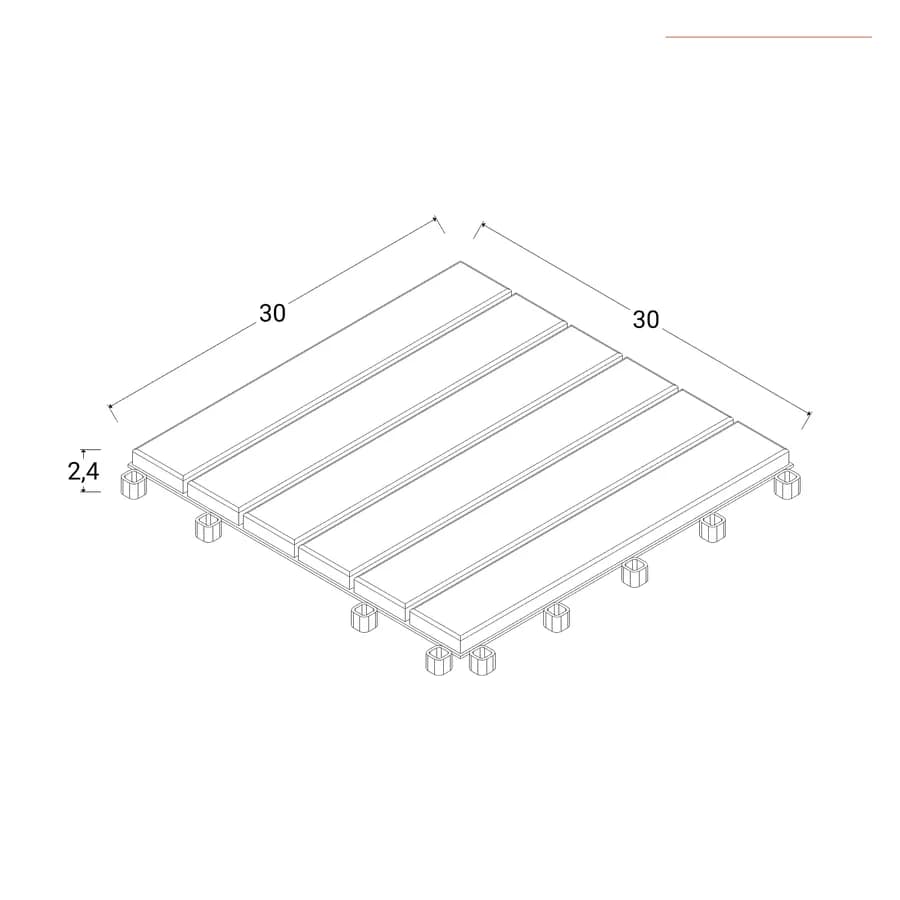 Pavimento ad incastro da esterno 30x30 cm in legno disegno dritto - Risalto