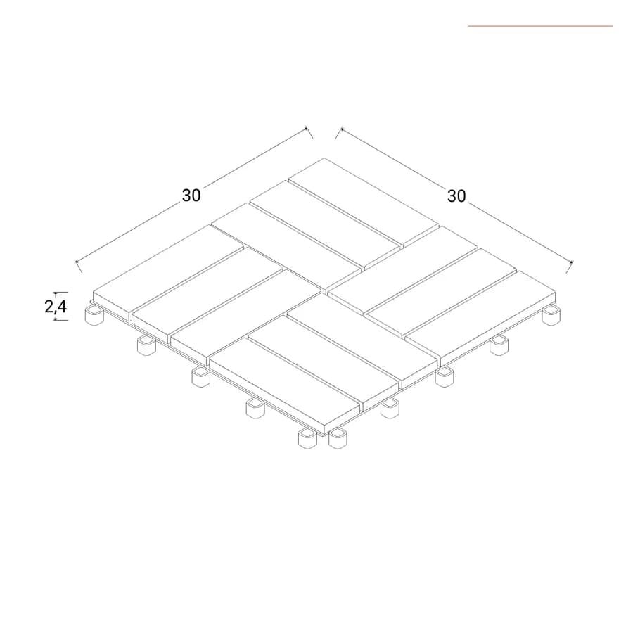 Pavimento ad incastro da esterno 30x30 cm in legno disegno incrociato - Risalto
