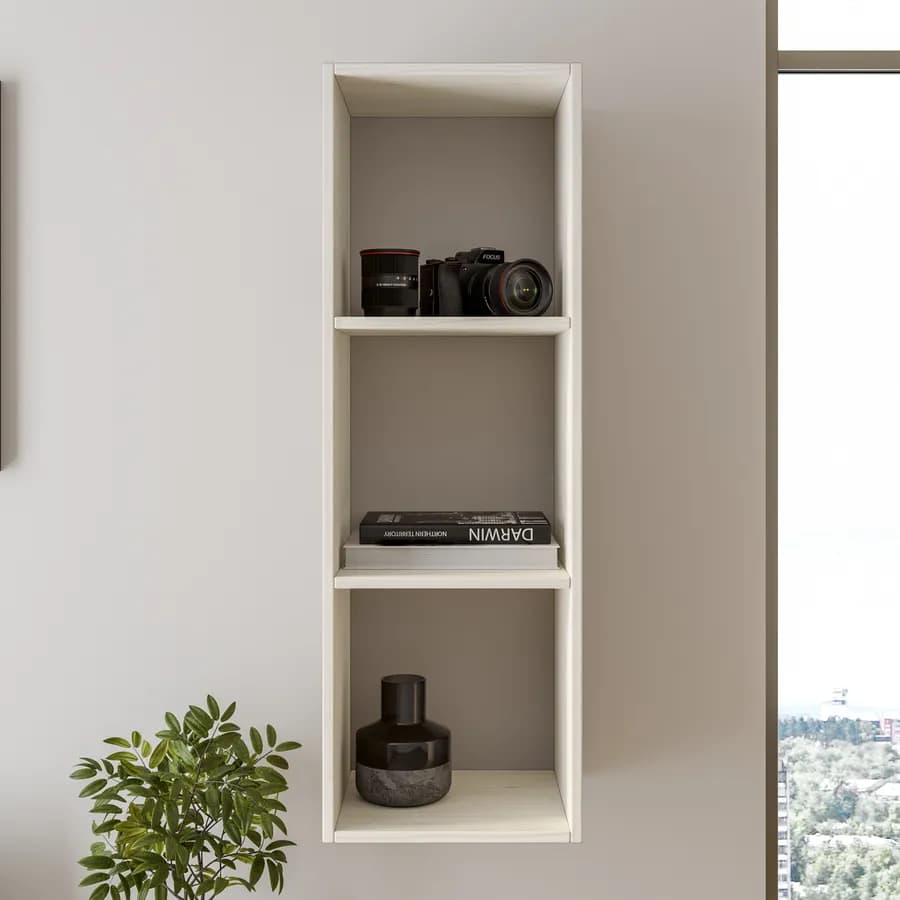 Pensile 35x105h cm con vani a giorno in legno rovere bianco - Nasus