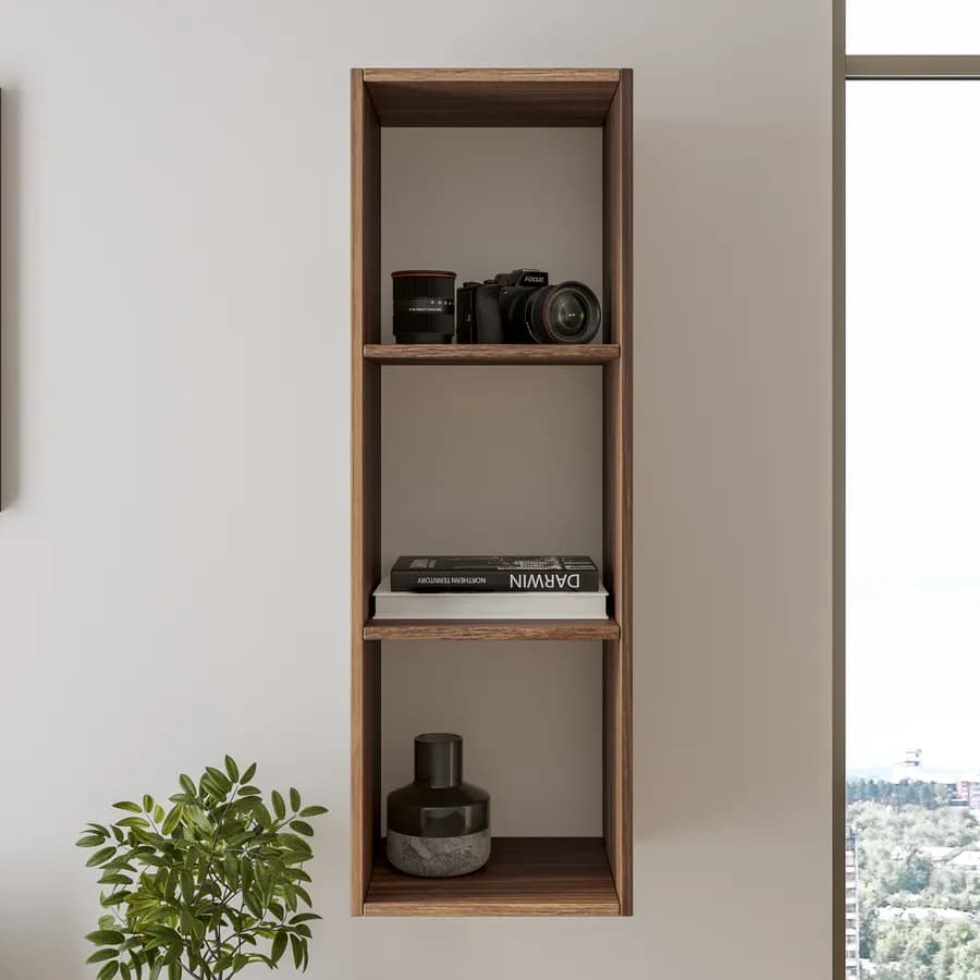 Pensile 35x105h cm con vani a giorno in legno rovere deciso - Nasus