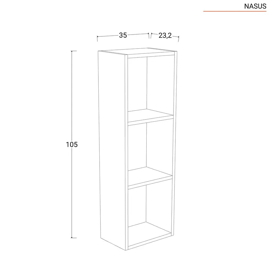 Pensile 35x105h cm con vani a giorno in legno rovere deciso - Nasus