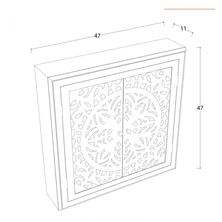 Pensile 47x11 cm con due ante decoro mandala