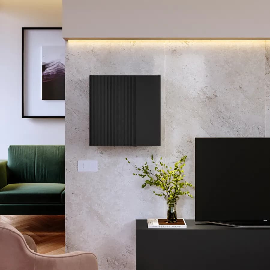 Pensile 50x50h cm nero opaco cannettato con 1 anta - Ingrid