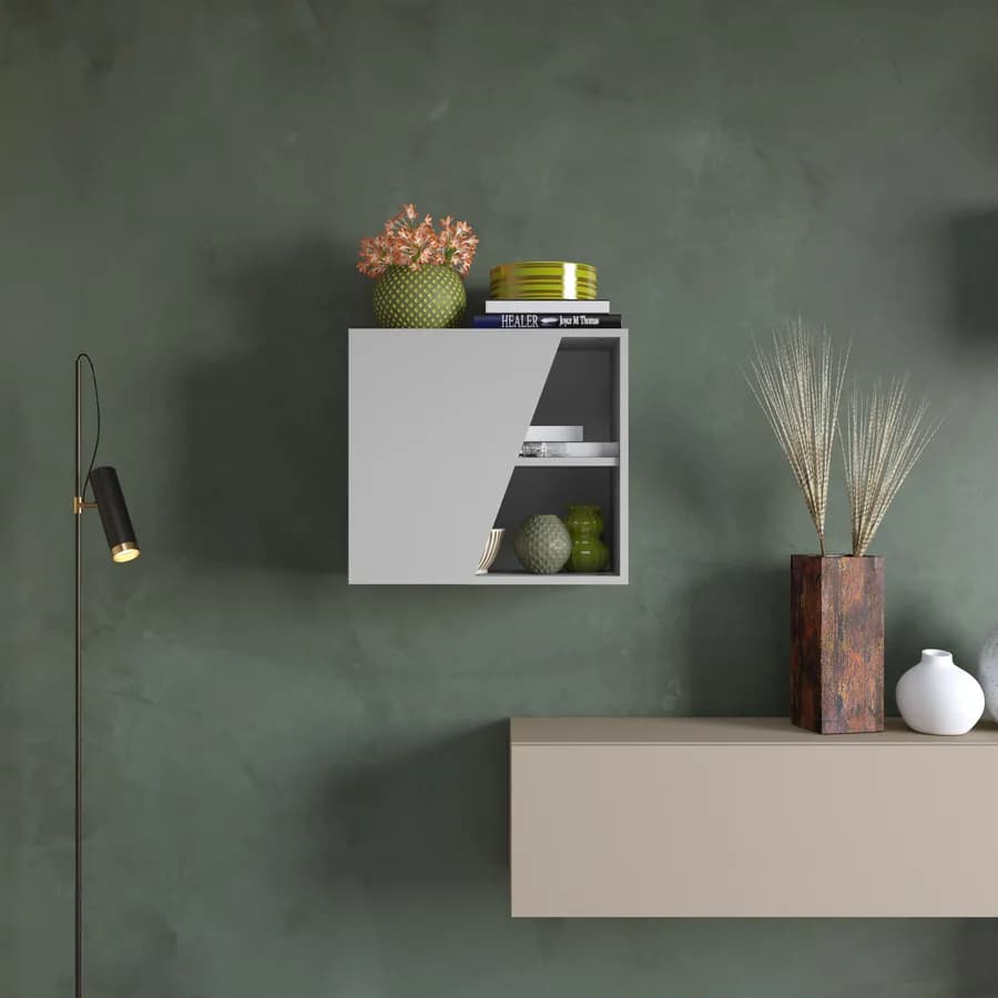 Pensile 55x50h cm gesso con anta sagomata reversibile - Clary