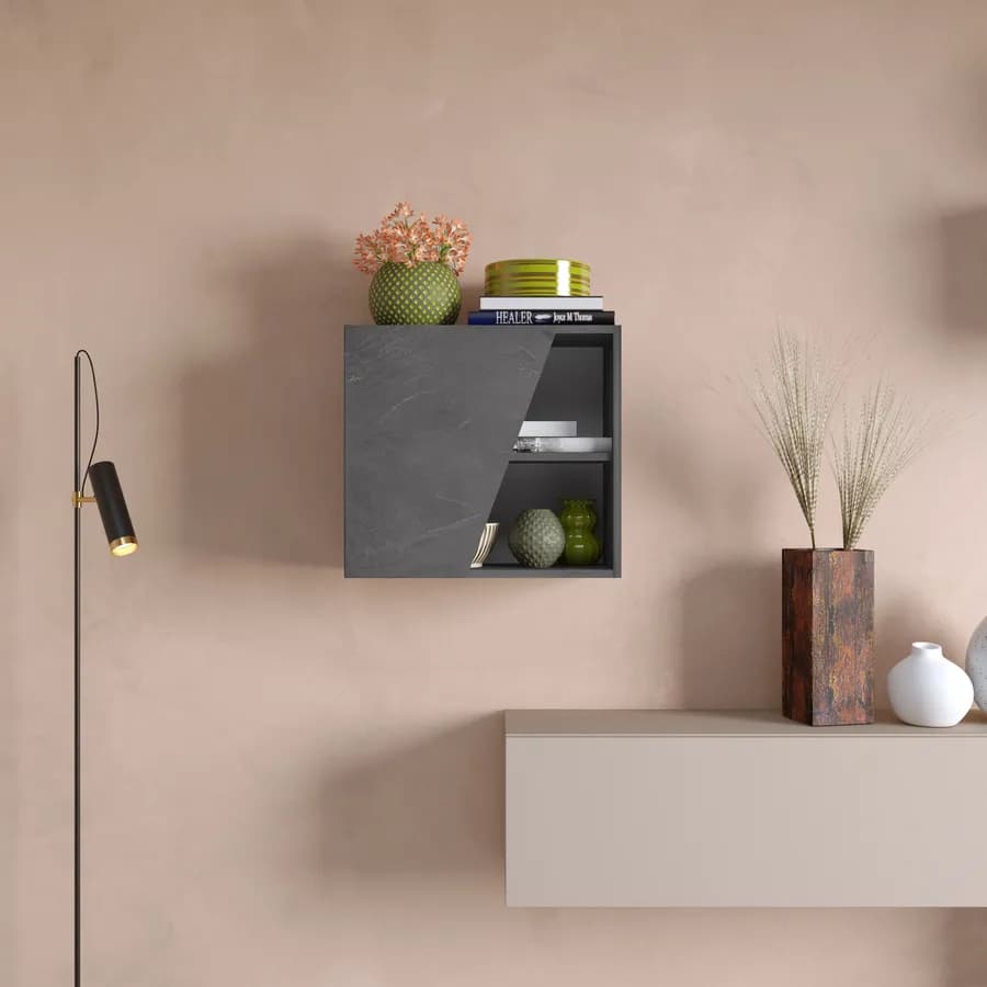 Pensile 55x50h cm piombo con anta sagomata reversibile - Clary