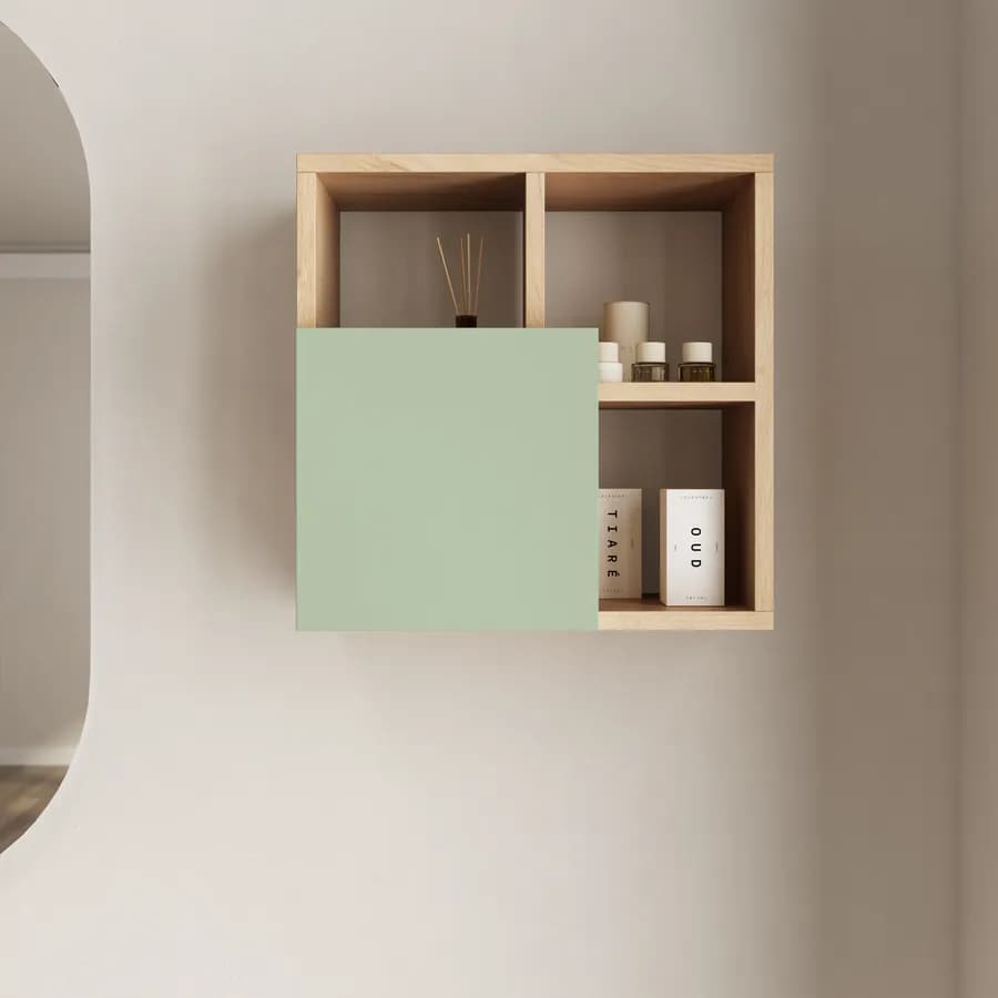 Pensile bagno 45x45 h cm rovere gold con anta salvia - Plint