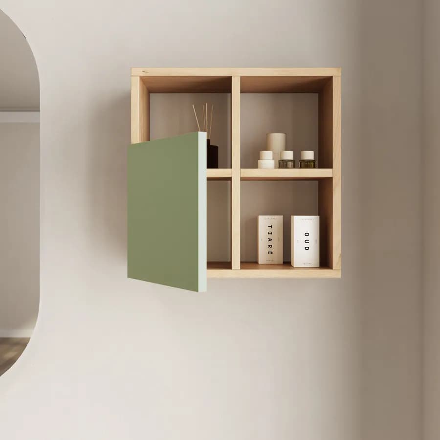 Pensile bagno 45x45 h cm rovere gold con anta salvia - Plint