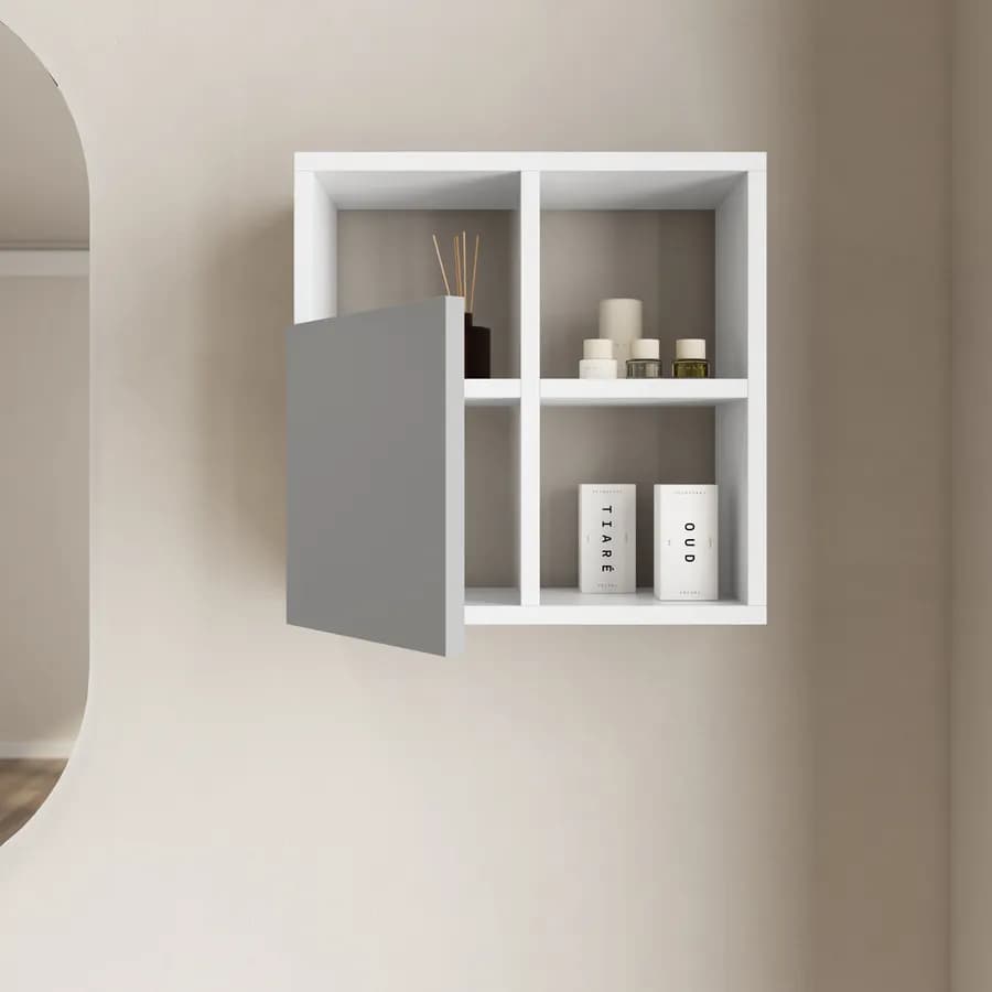 Pensile bagno 45x45 h cm bianco opaco con anta grigia - Plint