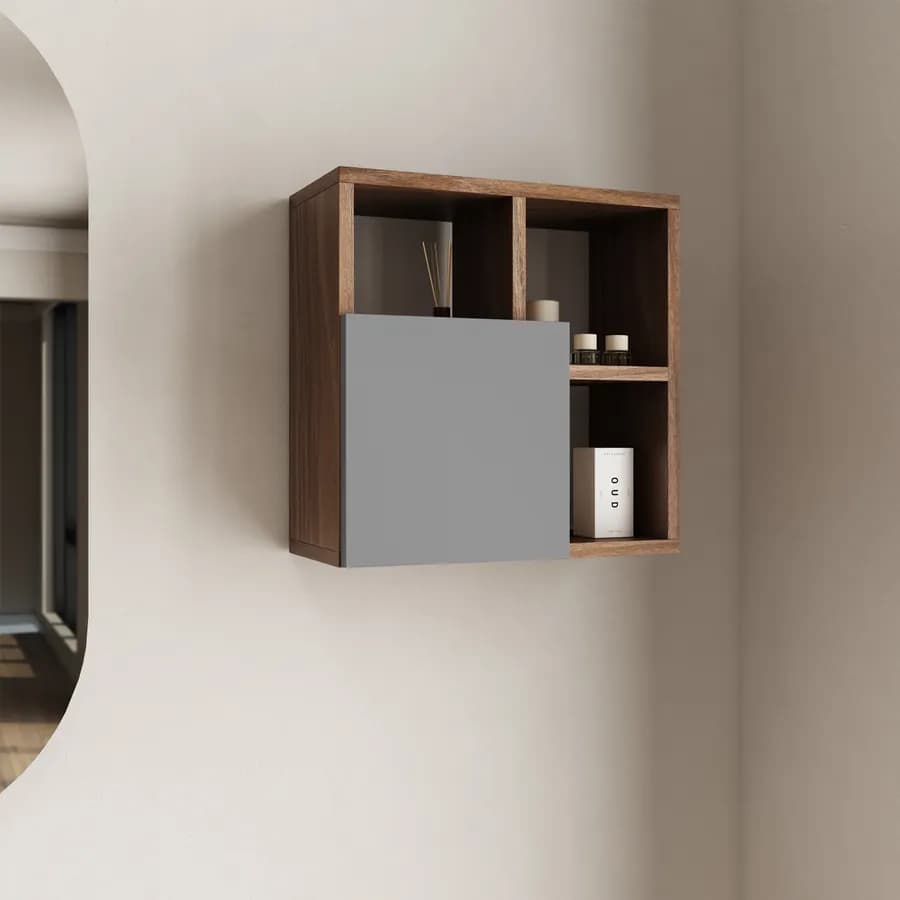 Pensile bagno 45x45 h cm rovere deciso con anta grigia - Plint