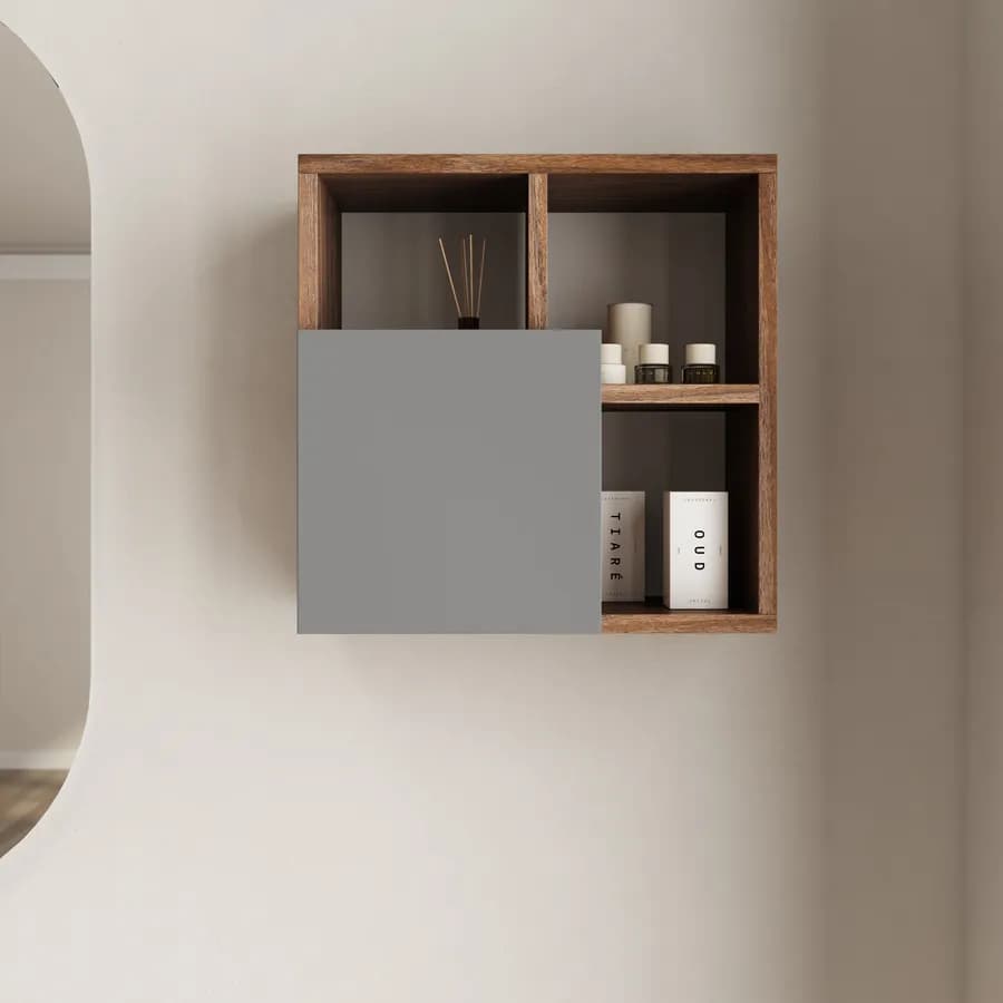 Pensile bagno 45x45 h cm rovere deciso con anta grigia - Plint
