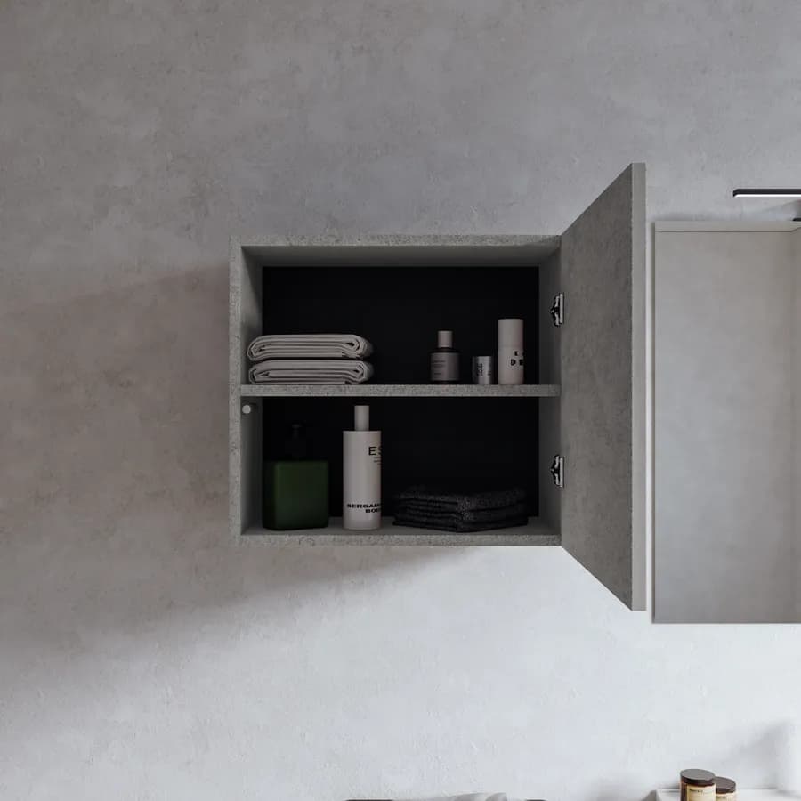 Pensile bagno 55x50 h cm con anta reversibile grigio pietra - Plain