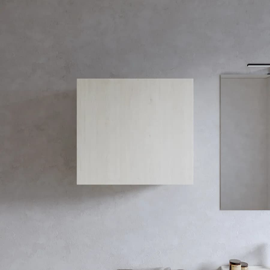 Pensile bagno 55x50 h cm con anta reversibile rovere bianco - Plain