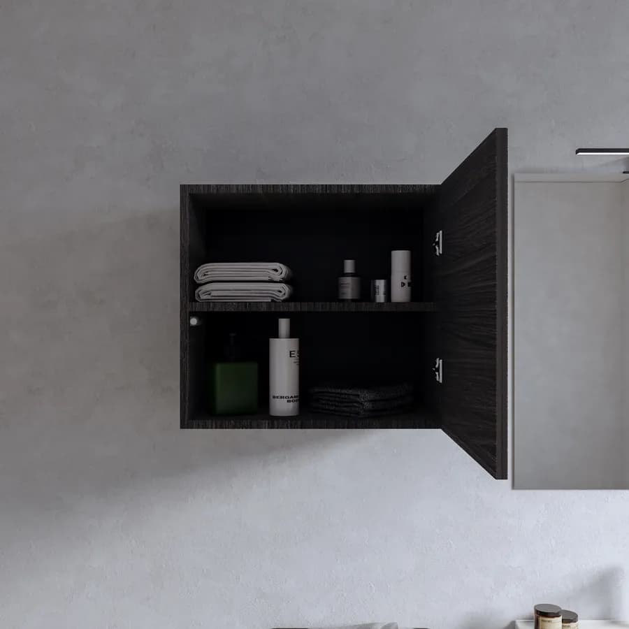 Pensile bagno 55x50 h cm con anta reversibile rovere grigio - Plain