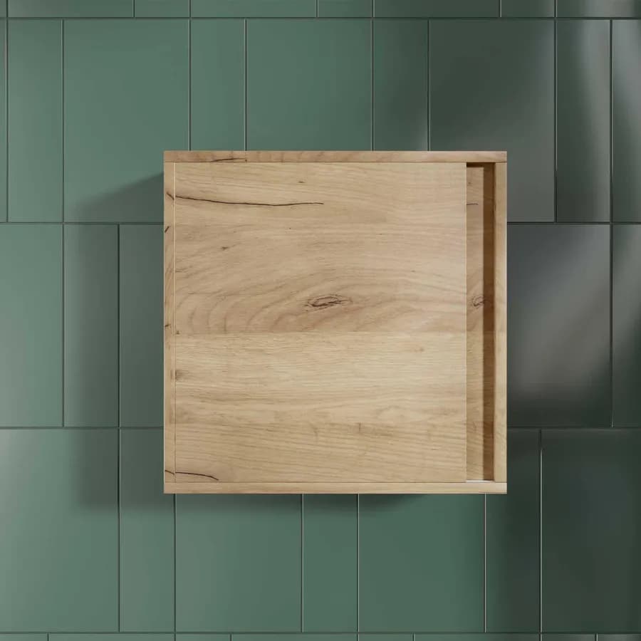 Pensile bagno sospeso effetto legno di rovere europeo 45 x 45 cm per installazione reversibile