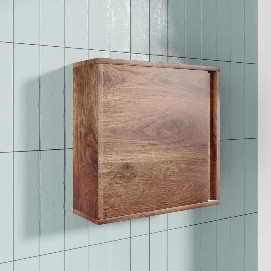 Pensile bagno sospeso quadrato 45 x 45 cm effetto legno di noce nativo reversibile