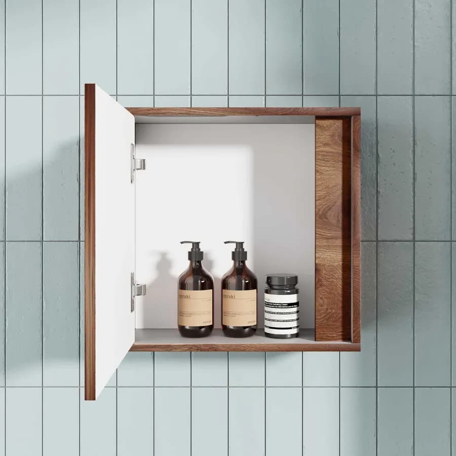 Pensile bagno sospeso quadrato 45 x 45 cm effetto legno di noce nativo reversibile
