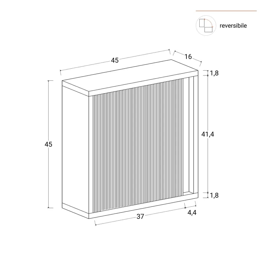 Pensile 45 cm con anta reversibile bianco opaco cannettato - Konai