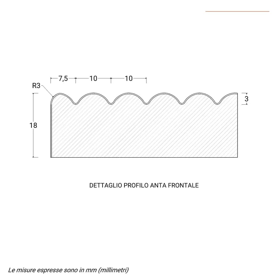 Pensile 45 cm con anta reversibile bianco opaco cannettato - Konai