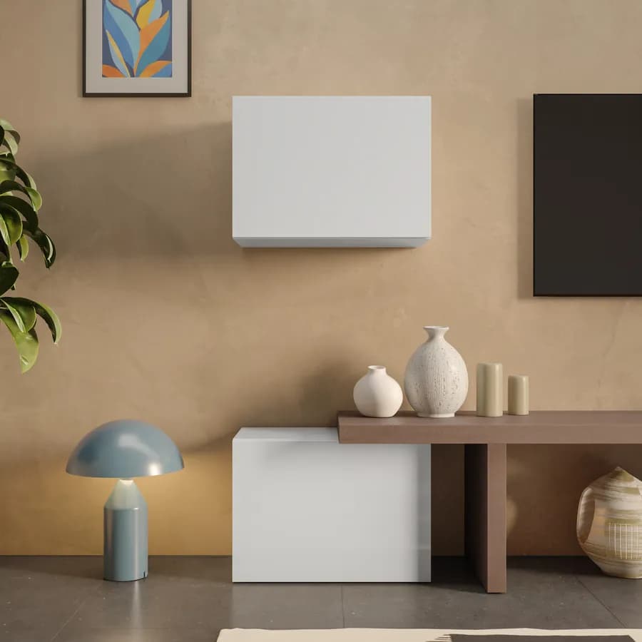 Modulo da terra 55x40h cm bianco lucido con anta reversibile - Clary