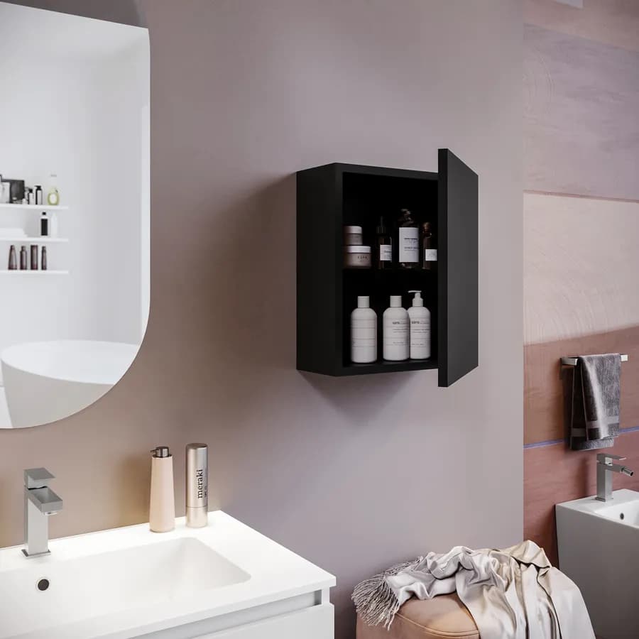 Pensile da bagno sospeso 30x40 h cm in nero carbone opaco - Union